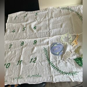 C. R. Gibson Baby Jungle / Safari Muslin Month Milestone Blanket